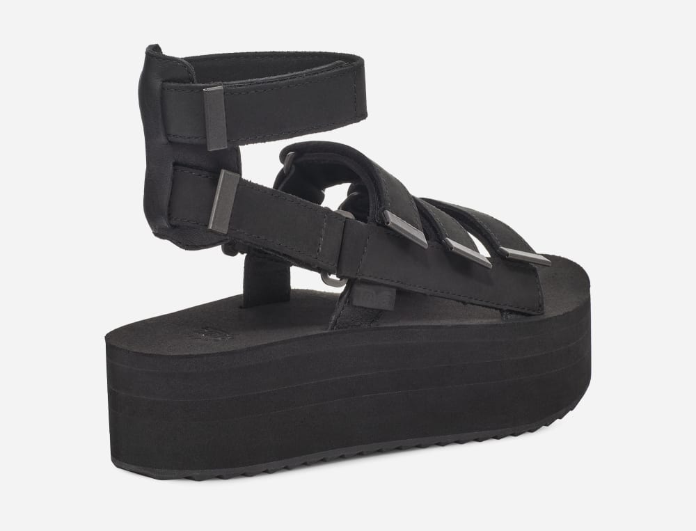 Sandały na Platformie Teva Flatform Mevia Leather Damskie Czarne | Poland-9657